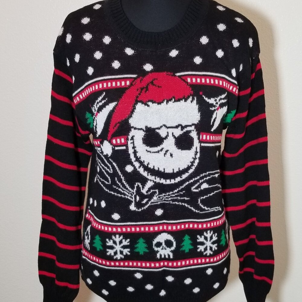 Disney Nightmare Before Christmas Sweater Sz Medium Jack Skeleton Holiday Party